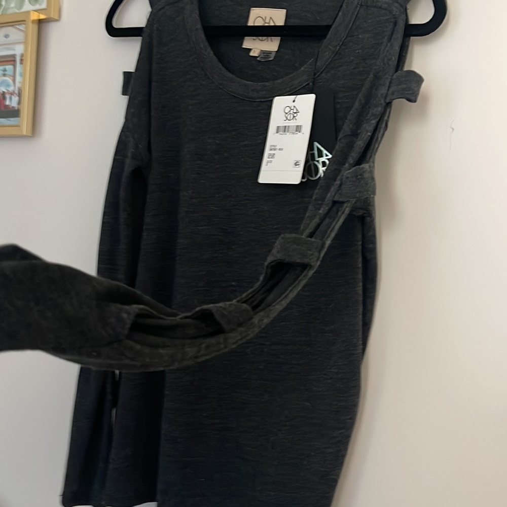 Gray long sleeve with arm cut outs
